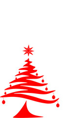 VECTOR CHRISTMAS TREE, CHRISTMAS BALLS, RED, STAR