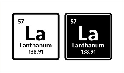 Lanthanum symbol. Chemical element of the periodic table. Vector stock illustration.