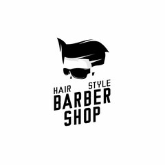 vector barbeshop logo illustration, face and scissors vector
