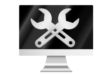 修理イメージ。パソコン修理のアイコン。