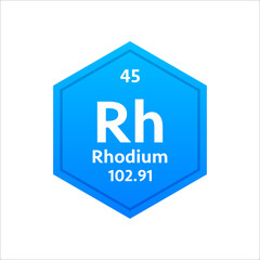 Rhodium symbol. Chemical element of the periodic table. Vector stock illustration