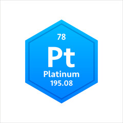 Platinum symbol. Chemical element of the periodic table. Vector stock illustration.