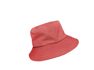 red bucket hat isolated on white