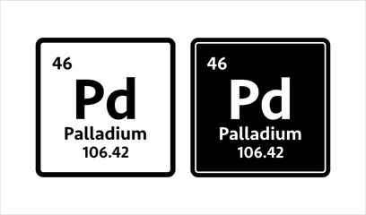 Palladium symbol. Chemical element of the periodic table. Vector stock illustration