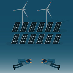 Flat of business concept,Two businessmen respecting the renewable energy - vector