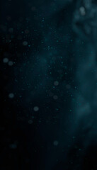 Dark empty natural marine dramatic scene. The depth of the seabed, dark water, gloomy water background. 3D illustration. 