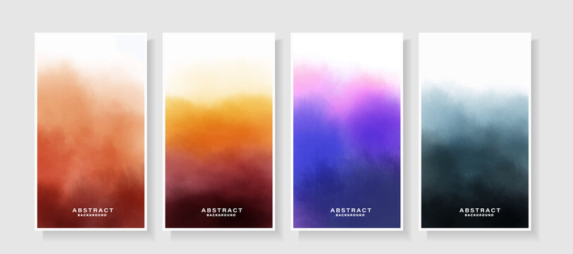 Set of hand painted watercolor abstract background.	