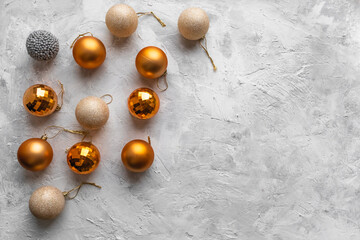 Christmas concept. Bright colored Christmas balls on a white background.