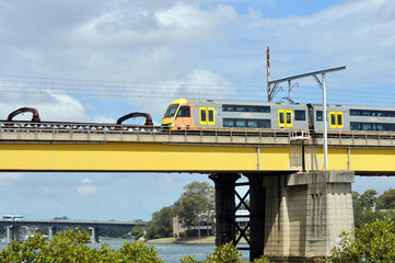 A railway bridge over the Parramatta River at Meadowbank in Sydney, Australia