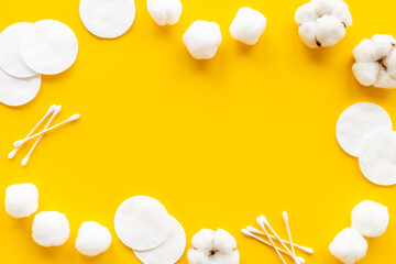 Cotton health care supplies - balls with cotton pads, top view