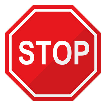 Red stop sign icon vector illustration.