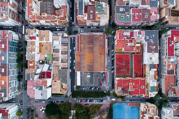 Aerial view of urban city blocks