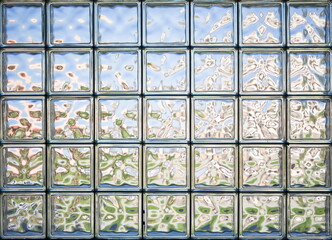 Pattern of glass block wall, home architecture details