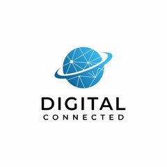 Digital Connect Globe Symbol Logo Design