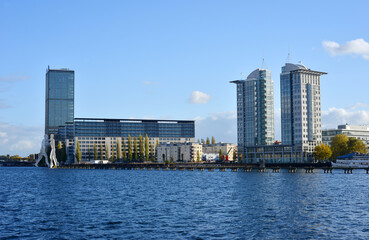 Berlin, Spree River Skyline between Treptow and Kreuzberg