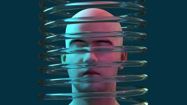 human head charging in glass spiral