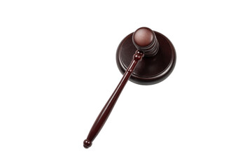Wooden judge gavel and soundboard isolated on a white background.