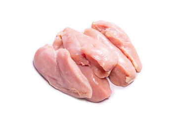 Raw chicken fillet isolated on white background.