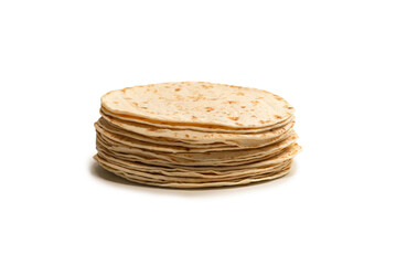 Grilled pitta bread isolated on white background.