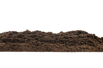 Soil for plant isolated on white background.