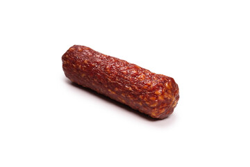 Tasty salami isolated on a white background.