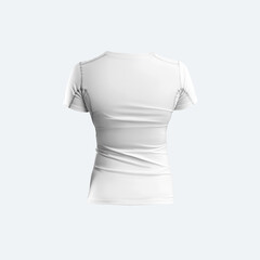 Mockup of white womens t-shirt 3D rendering, sportswear isolated on background