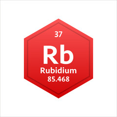 Rubidium symbol. Chemical element of the periodic table. Vector stock illustration.