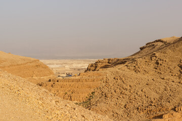 Rocky landscape in the Judean Desert in Israel