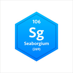 Seaborgium symbol. Chemical element of the periodic table. Vector stock illustration.