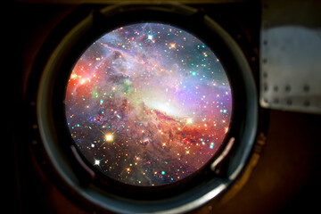 Galaxy, nebula and gas. View from spacecraft. Elements of this image furnished by NASA.