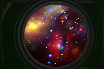 Highly detailed epic galaxy and stars. View from spacecraft. Elements of this image furnished by NASA.