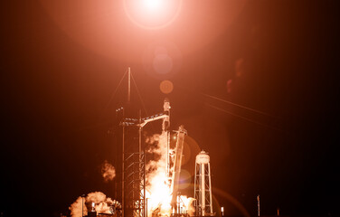 Spaceship launch. The elements of this image furnished by NASA.