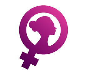 Female symbol. Women's rights. female power in the world. Poster, postcard, banner. Vector drawing.
