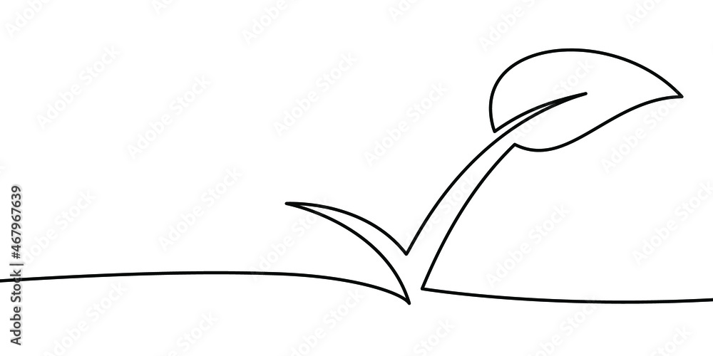 Poster checkmark line background. one line drawing background. continuous line drawing of checkmark with le