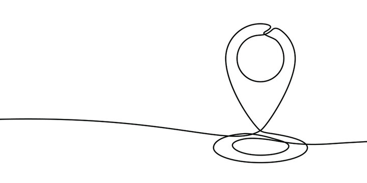 Map Pin Line Background. One Line Drawing Background. Continuous Line Drawing Of GPS Icon. Vector Illustration.