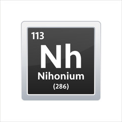 Nihonium symbol. Chemical element of the periodic table. Vector stock illustration.