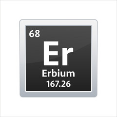 Erbium symbol. Chemical element of the periodic table. Vector stock illustration