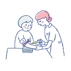 注射をしている看護師と患者
