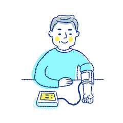 血圧を測る男性