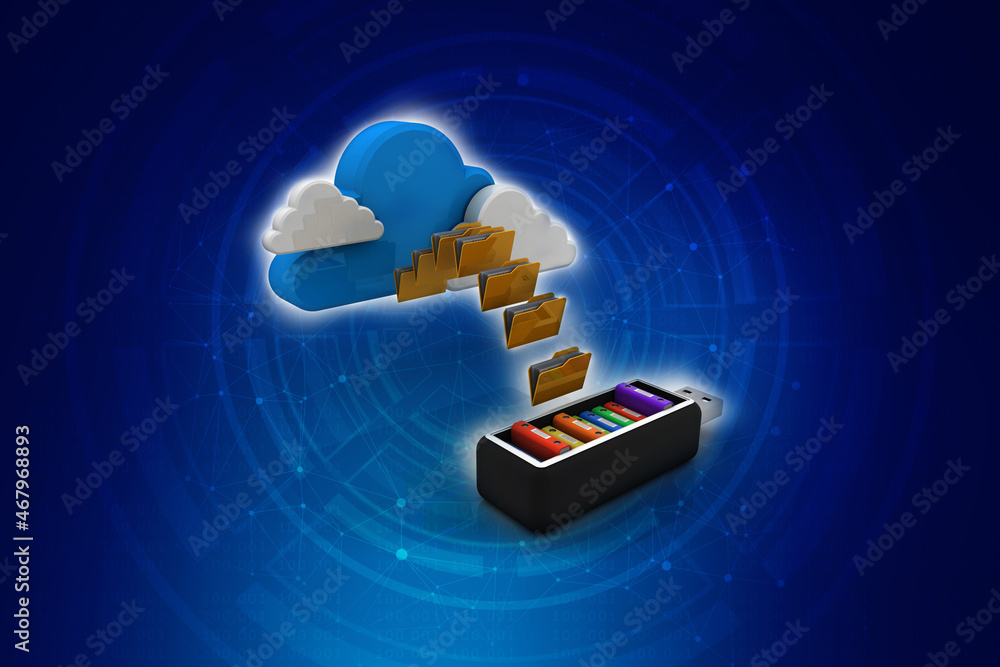Poster 3d rendering cloud folder network