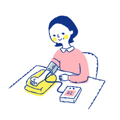 
血圧を測る女性