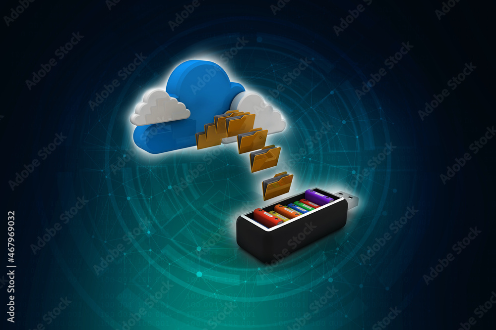 Poster 3d rendering cloud folder network