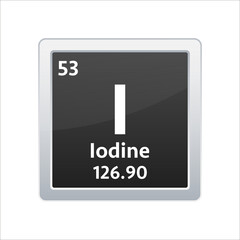 Iodine symbol. Chemical element of the periodic table. Vector stock illustration