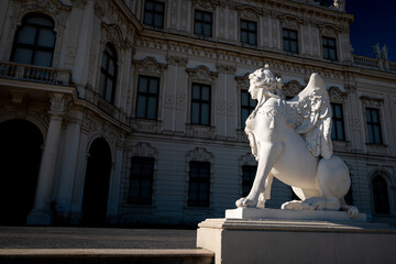 Statue of a guarding sphinx in Belvedere garden