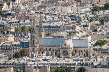 Obraz premium Aerial view over Paris from Eiffel Tower