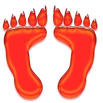 Big Red Human Feet With Animal Claws