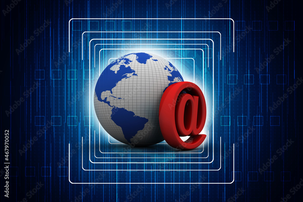 Poster 3d rendering e mail sign connect with world