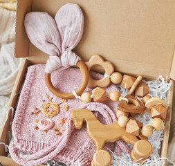 Hobbies and handicrafts. Knitted beanie with handmade embroidery. Wooden toys, rattles, teethers, nipple holder. Baby development, fine motor skills. Children and newborn products and accessories.