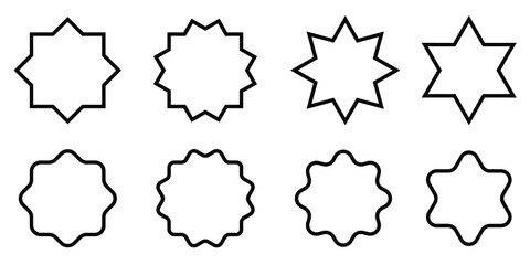 Star icons. Set of linear stars. Flat vector illustration. Black stars