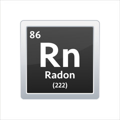 Radon symbol. Chemical element of the periodic table. Vector stock illustration.